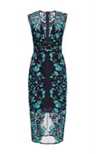 Lela Rose Green Vine Embroidered Tulle Sheath Dress
