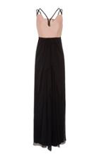 Herve Pierre Draped Contrast Chiffon Gown