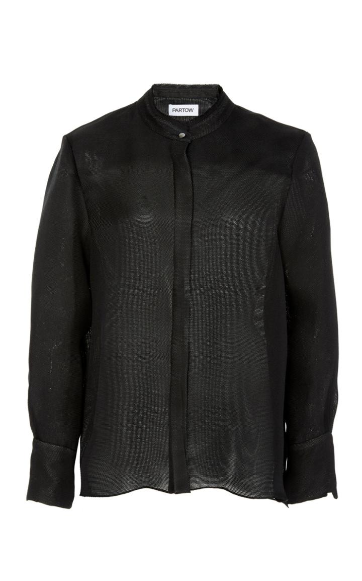 Partow Lola Silk Banded Collar Shirt