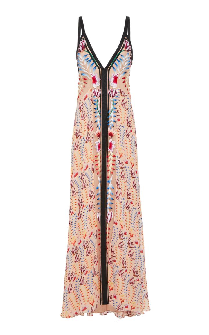 Temperley London Rosy Deep V Chiffon Dress
