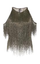 Naeem Khan Fringe-trimmed Cold-shoulder Top