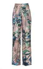 Agnona Shadow Botanical Printed Silk Twill New Pinces Pant