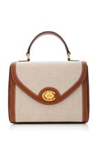 Mark Cross Valentina Leather-trimmed Canvas Top Handle Bag
