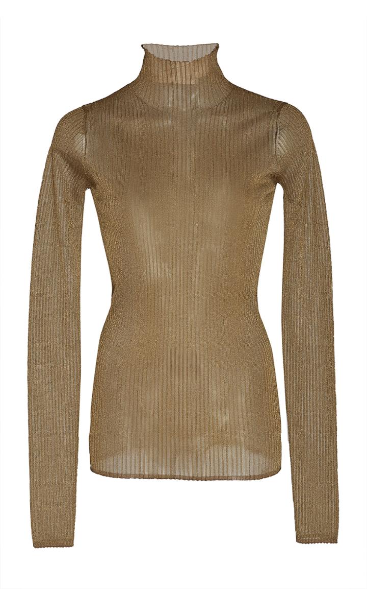 Vince Ribbed Lurex Turtleneck Sweater