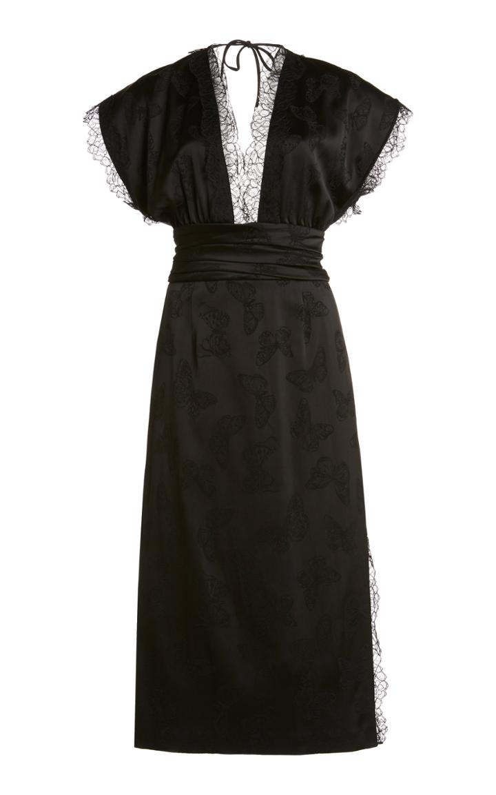 Moda Operandi Dundas Lace-trimmed Butterfly Jacquard Midi Dress