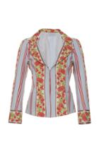 Luisa Beccaria Cotton Fil Coupe Floral Stripe Jacket