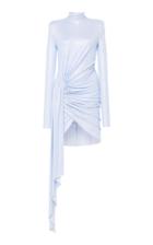 Alexandre Vauthier Asymmetric Ruched Metallic Stretch-jersey Mini Dres