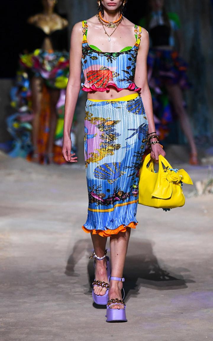 Moda Operandi Versace Printed Plisse Top
