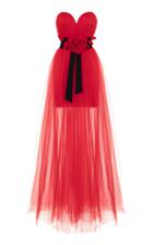 Rasario Tulle Gown With Red Flower