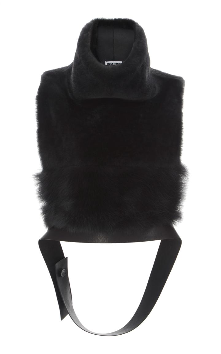 Jil Sander Bib Fur Leather Top
