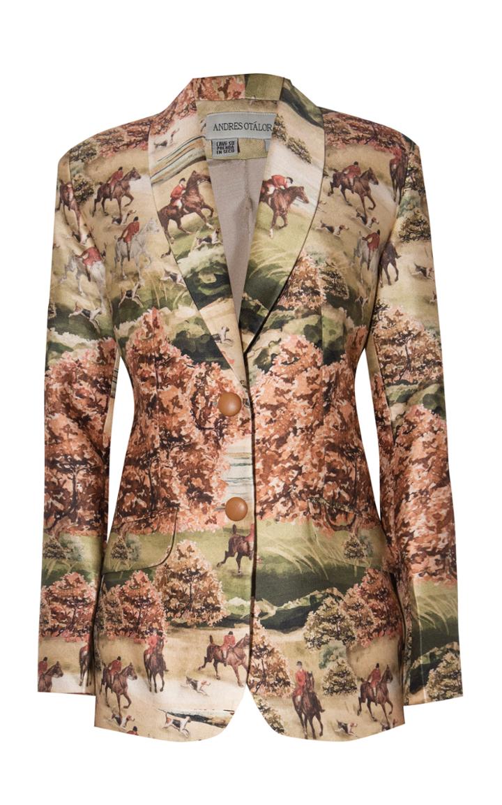 Moda Operandi Andres Otalora Garcia Printed Wool-silk Blazer