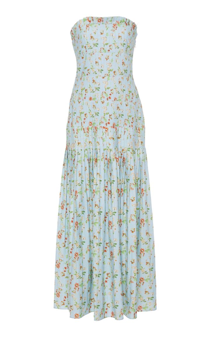 Moda Operandi Amur Hiyori Strapless Pleated Midi Dress Size: 10
