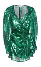 Attico Wrap-effect Sequined-tulle Mini Dress