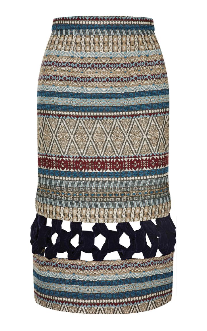 Razan Alazzouni Knee Length Tribal Print Skirt