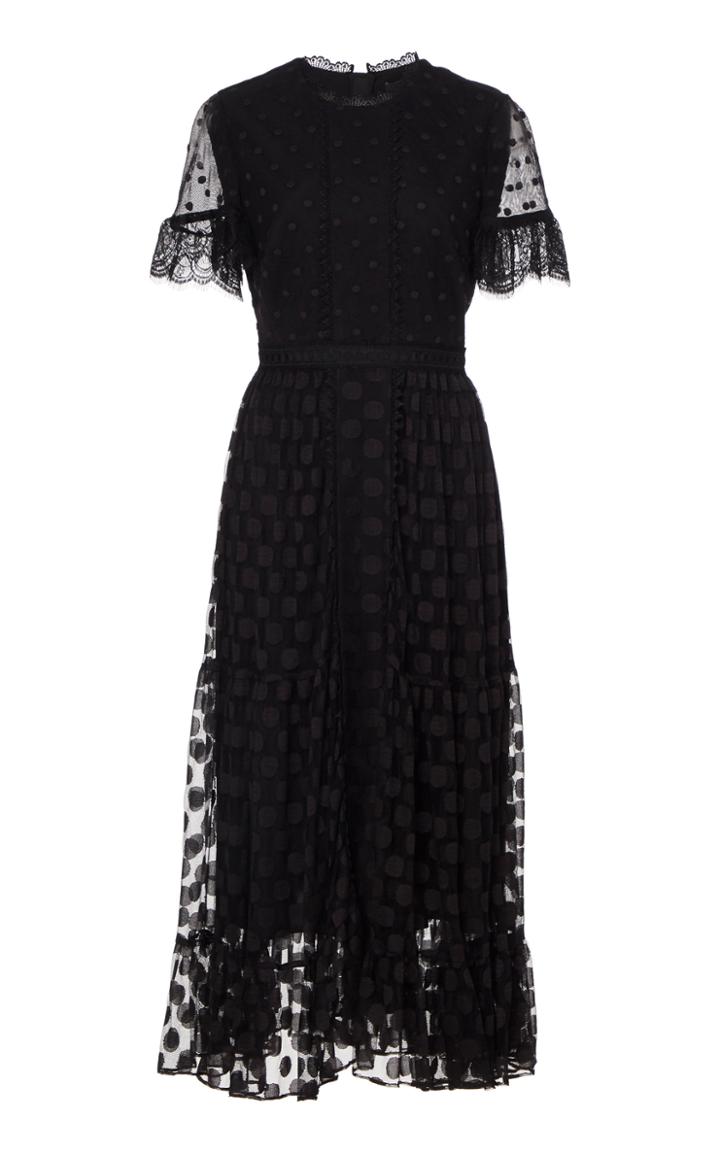 Saloni Andie Dot-patterned Georgette Midi Dress