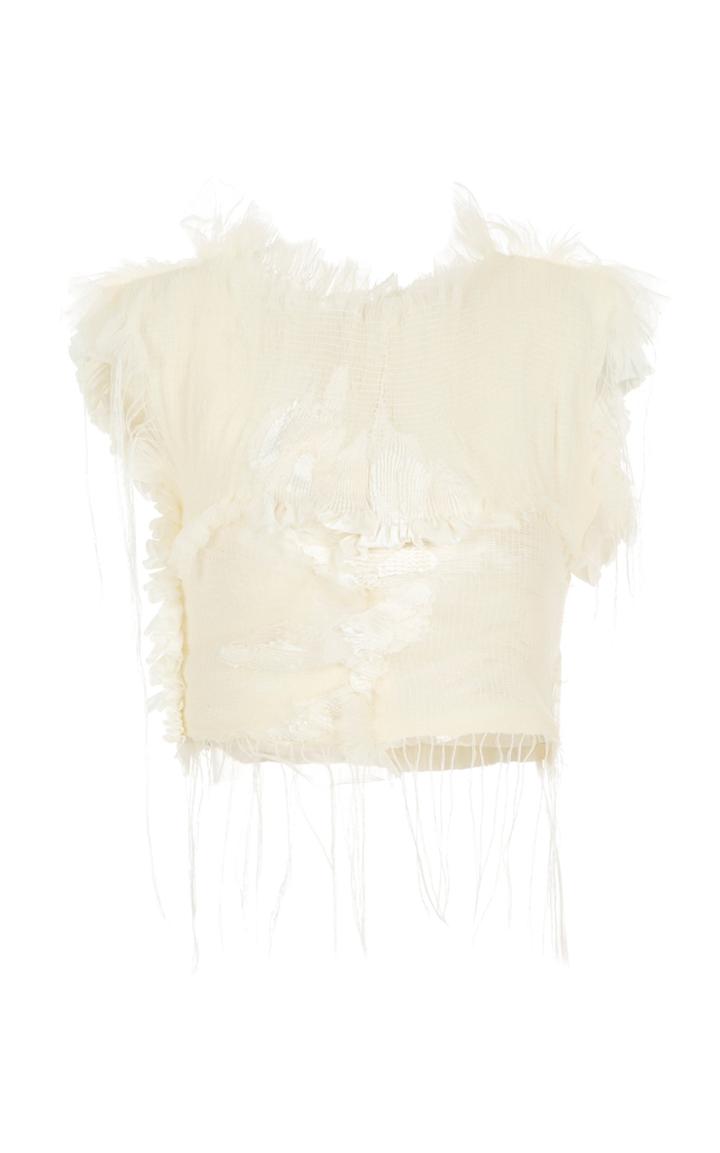Moda Operandi Caroline Hu Smocked Floral Silk Top