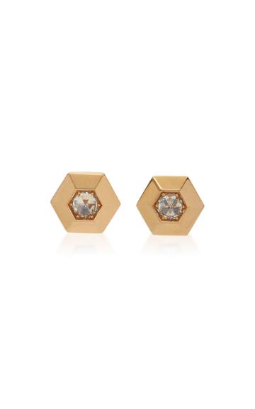 Fred Leighton Yellow Gold Rose-cut Diamond Hexagonal Stud Earrings