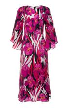 Moda Operandi La Doublej Sorella Draped-sleeve Floral Silk Midi Dress