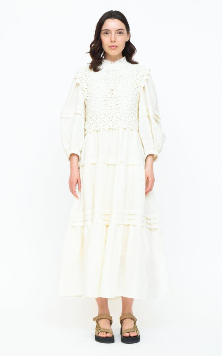 Moda Operandi Sea Zandra Crochet-detailed Cotton-blend Midi Dress
