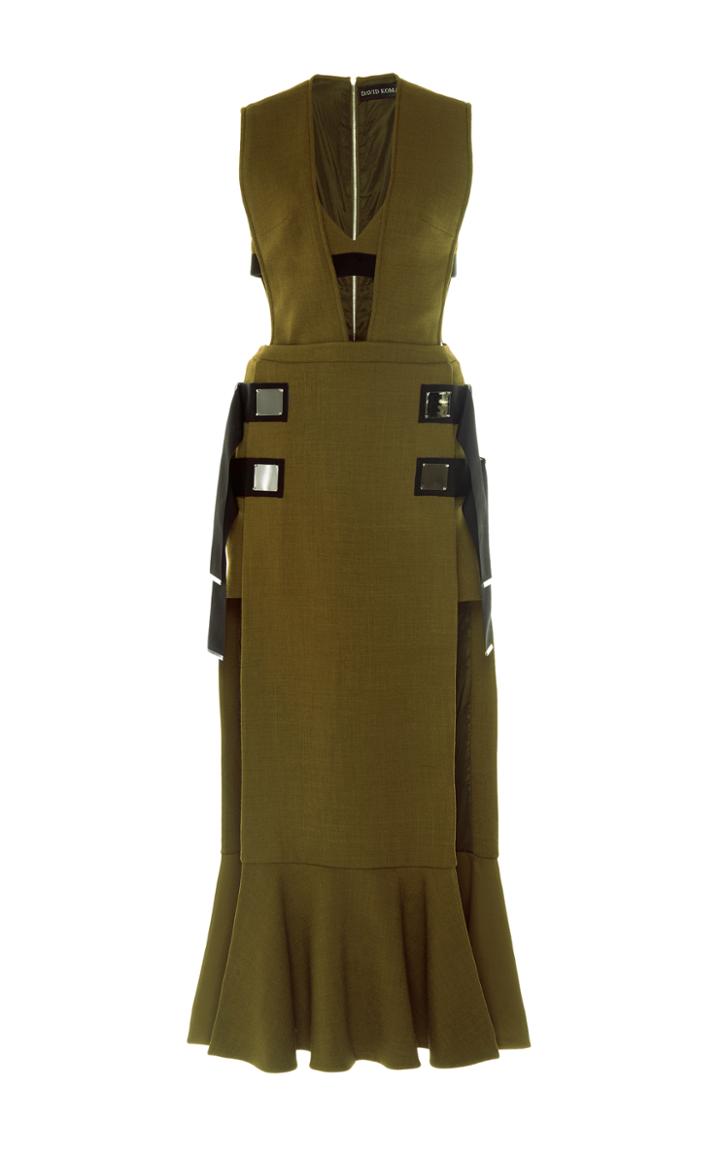David Koma Overlay Cutout Wool Dress