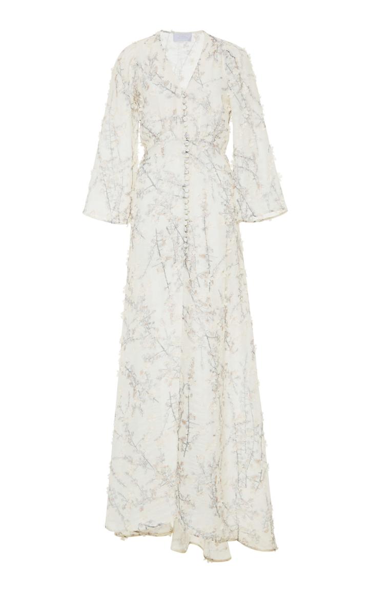 Luisa Beccaria Floral Embroidered Full Length Dress