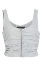 Alexander Wang Mist Cropped Leather Zip Front Tank Top