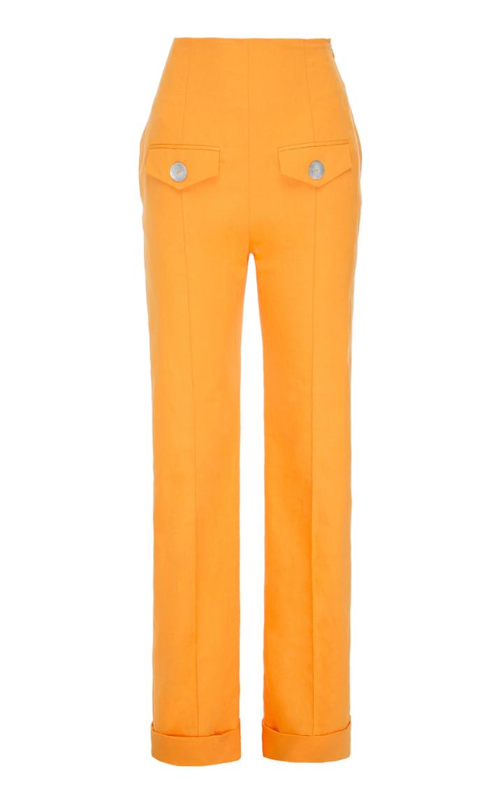 George Keburia High-rise Straight-leg Linen Pants