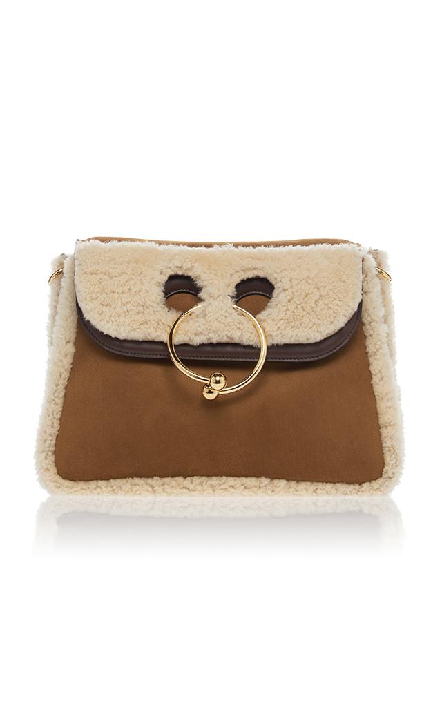 Jw Anderson Pierce Medium Shearling Suede Bag