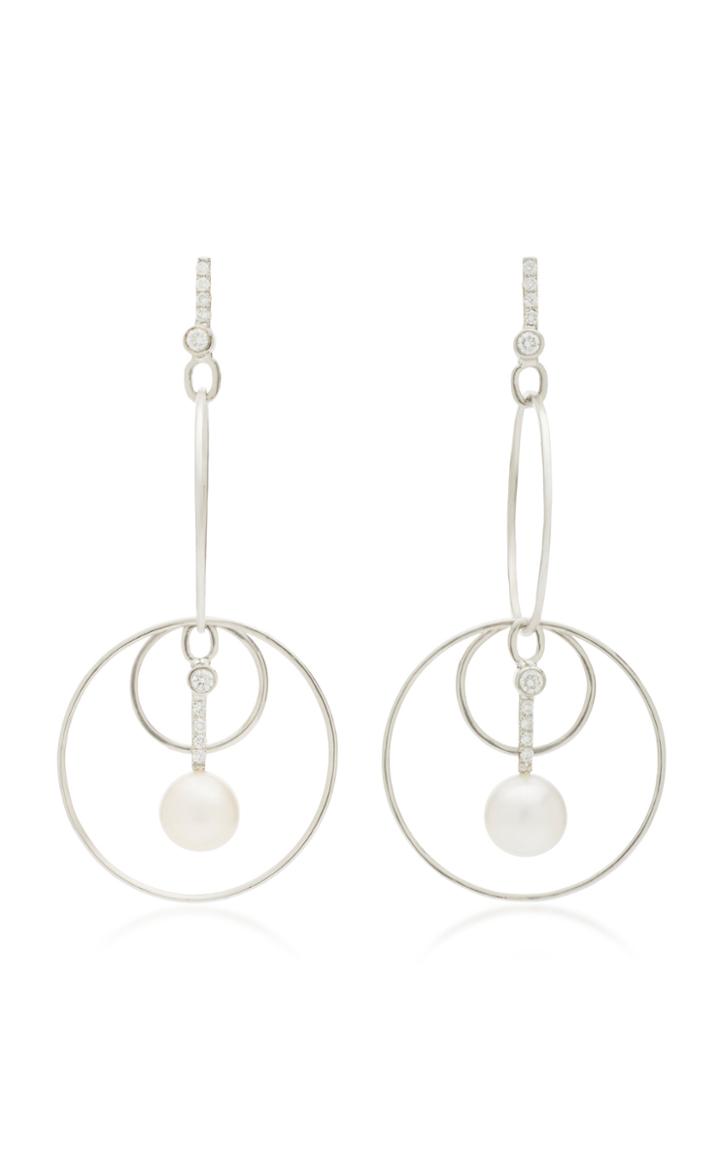 Katey Walker 18k White Gold Pearl And Diamond Hoop Earrings