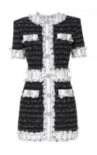 Balmain Tweed Grid Button-up Dress