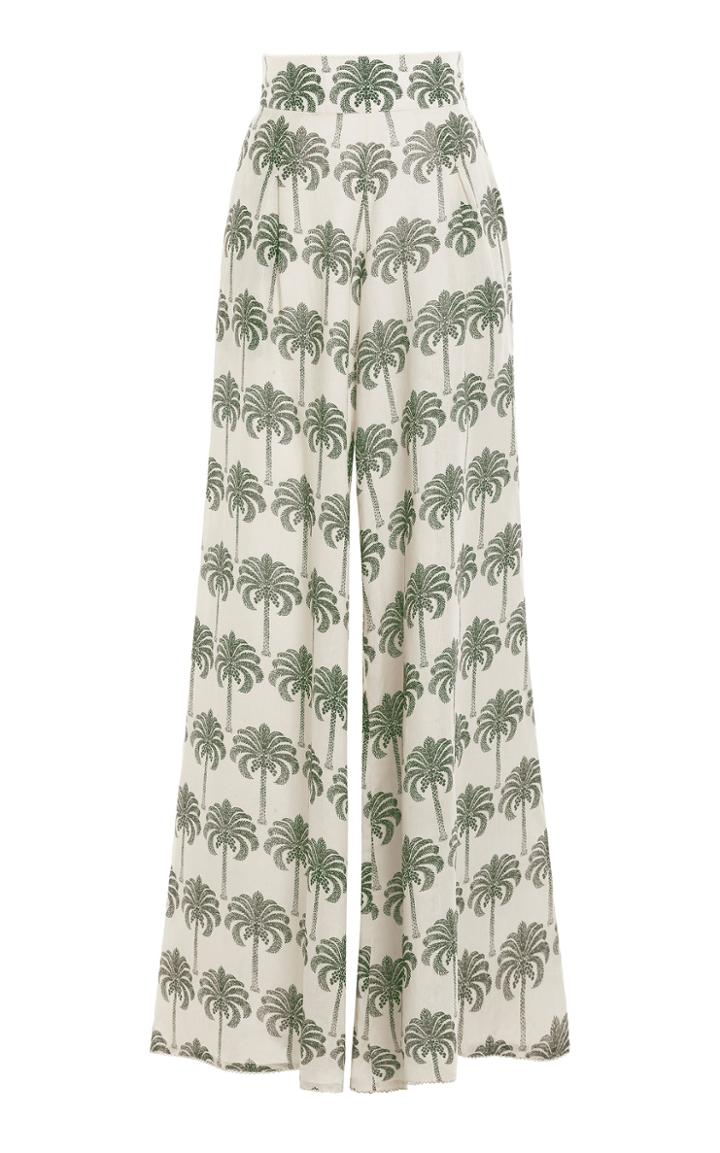 Moda Operandi Agua By Agua Bendita Azahar Cocora-print Linen Wide-leg Pants