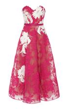 Marchesa Strapless Corded Lace Midi Dress