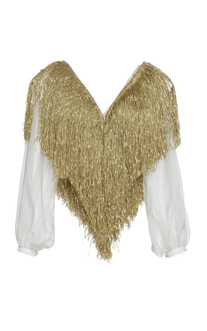 Sandra Mansour Kora Fringe Crepe Top