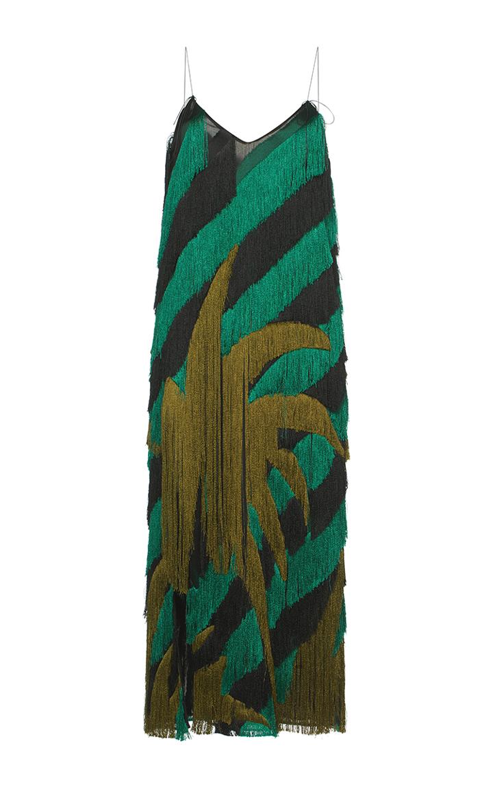 Marco De Vincenzo Fringe Palms Midi Shift Dress