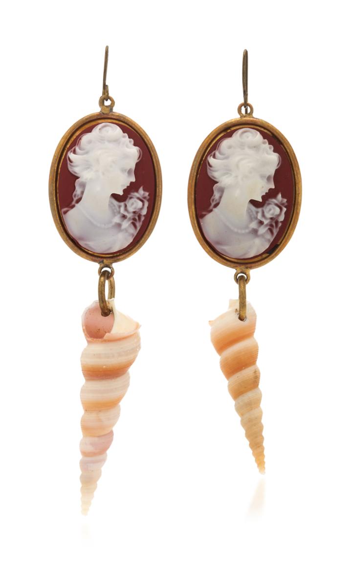 Rosie Assoulin Red Corkscrew Shell Earrings