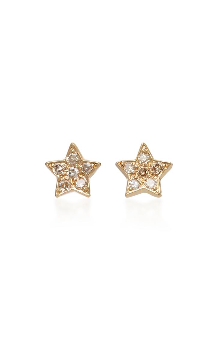She Bee 14k Gold Diamond Star Stud Earrings