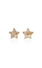 She Bee 14k Gold Diamond Star Stud Earrings