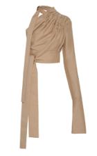 Moda Operandi Aleksandre Akhalkatsishvili Side Sleeve Cinched Cotton Blouse Size: Xs