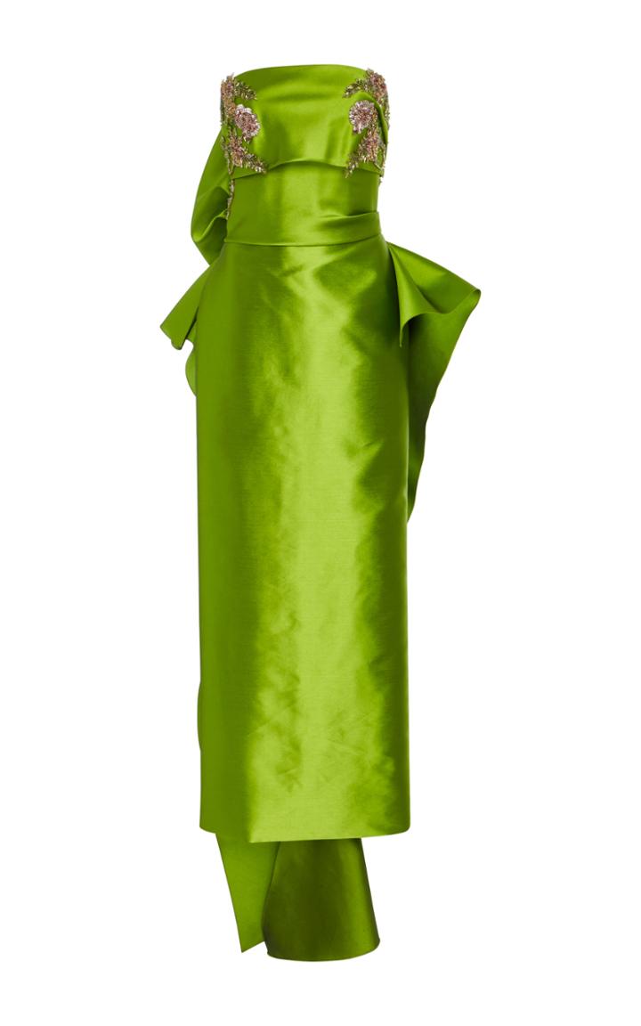 Marchesa Strapless Gown With Back Draped Skirt