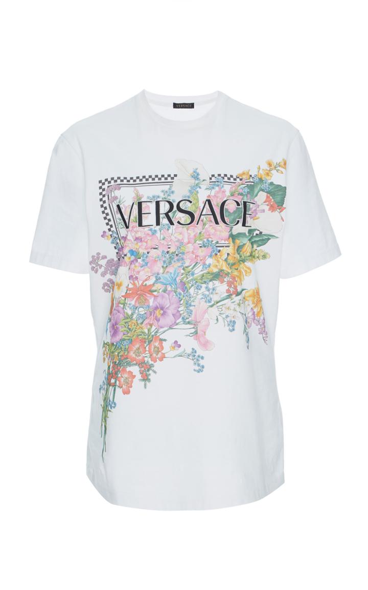 Versace Floral Logo Cotton T-shirt