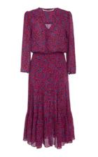 Veronica Beard Lasanna Button-front Floral Silk Midi Dress