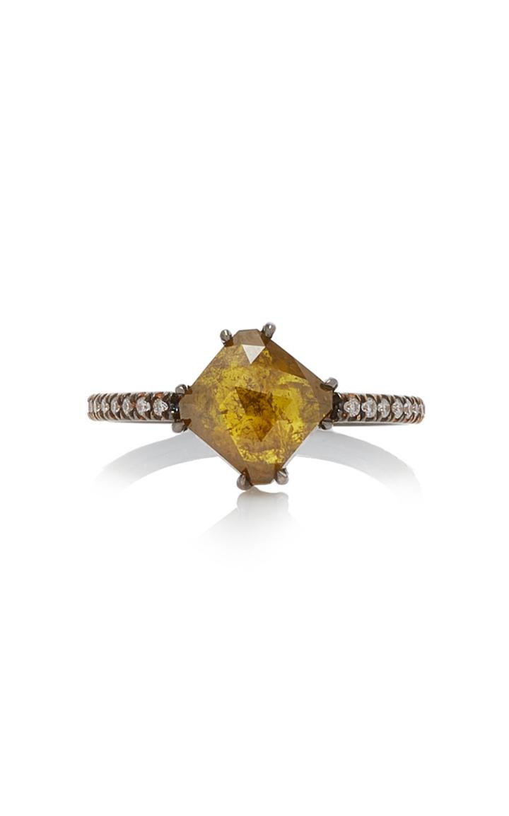 Moda Operandi Nina Runsdorf Rough Mustard Diamond Ring Size: 6.5