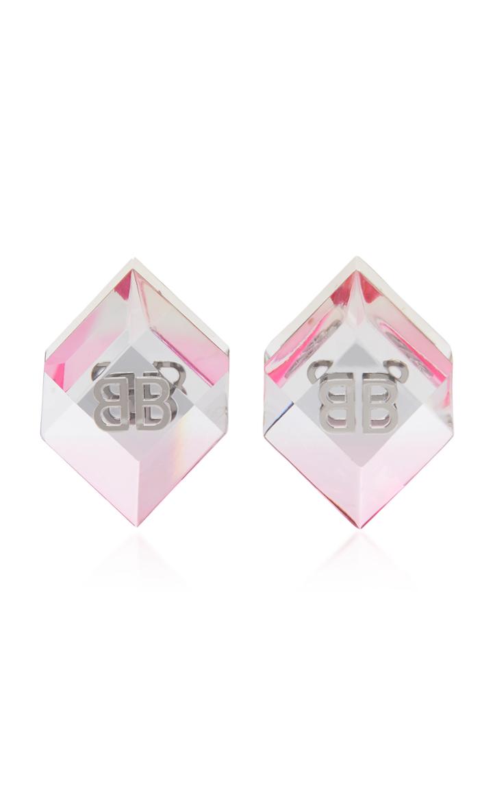 Balenciaga Cube Logo Resin And Brass Earrings