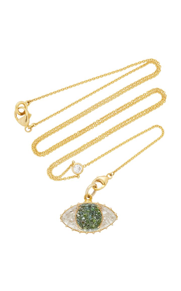 Renee Lewis Green And White Diamond Third Eye Shake Necklace On Y Chain