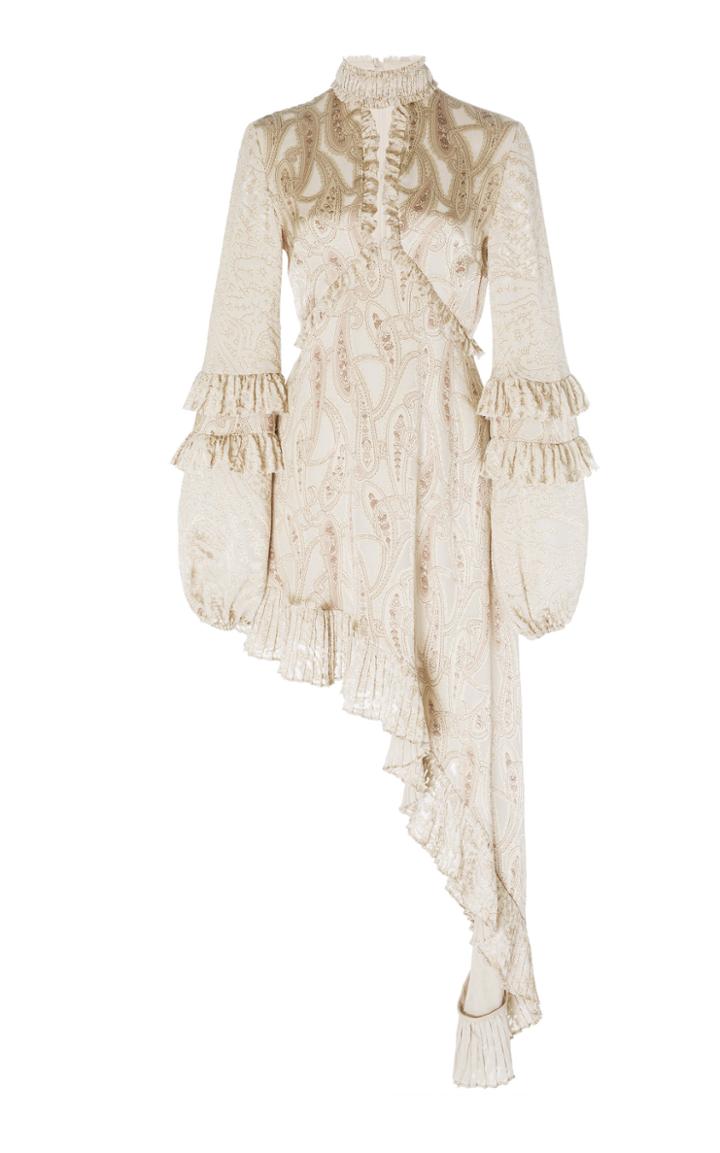 Alexis Liora Asymmetric Paisley-print Satin Mini Dress