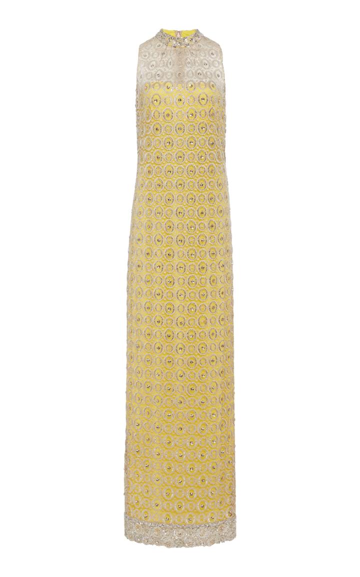 Moda Operandi Monique Lhuillier Crystal-embellished Lace-overlay Dress Size: 2