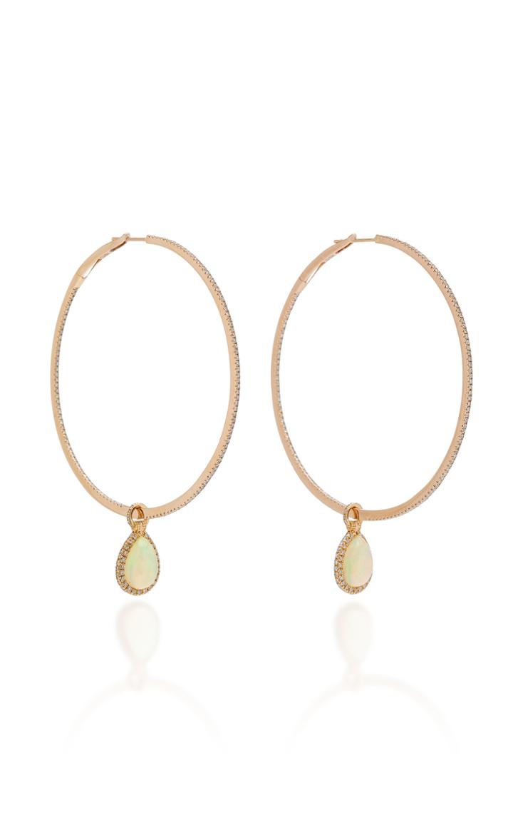 Nina Runsdorf Flip 18k Gold, Opal And Diamond Hoop Earrings