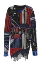 Balmain Long Sleeve Embroidered Mini Dress