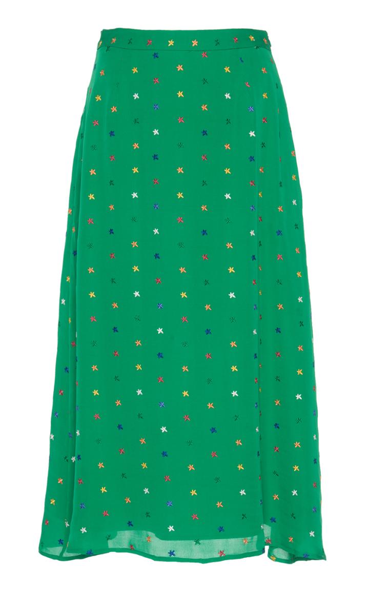 Dhela Embroidered Flowers Slim Skirt
