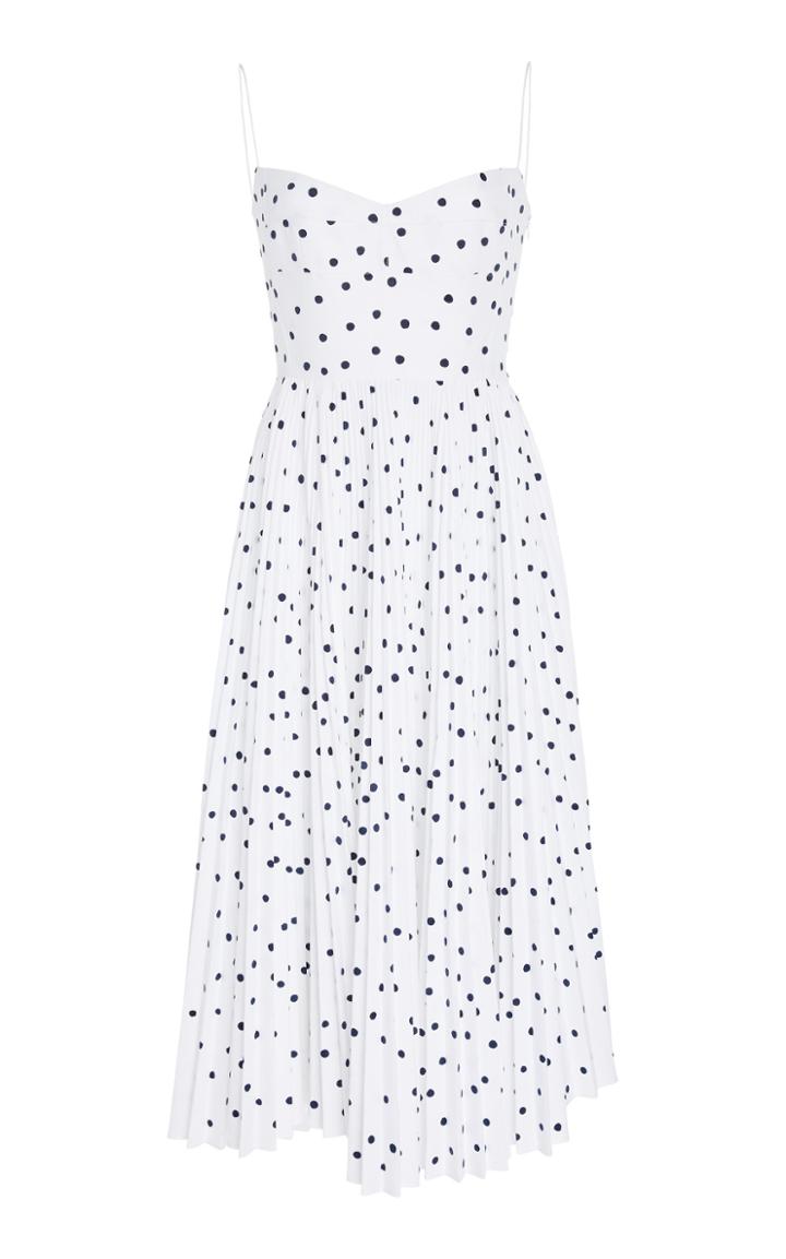Khaite Pamela Polka-dot Flocked Cotton Dress